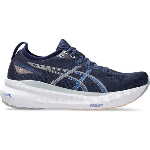 ASICS Damen Gel-Kayano 31 Sneaker - Indigoblau/REINES Silber, 37.5 EU - Laufschuhe mit 4D GUIDANCE SYSTEM für adaptive Stabilität und PureGEL-Technologie für maximalen Komfort und Stoßdämpfung beim Laufen.