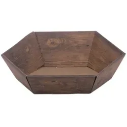 Präsentkorb Sechseck VINTAGE Holzoptik mittel