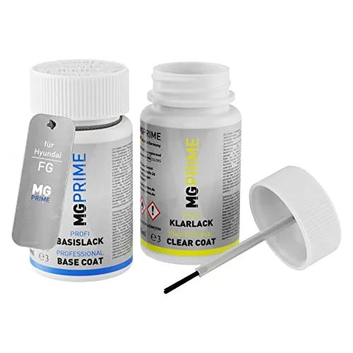 MG PRIME Autolack Lackstift Set für Hyundai FG Sleek Silver Metallic Basislack Klarlack je 50ml
