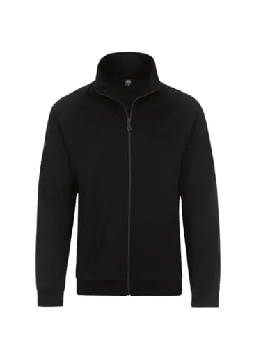 TRIGEMA Raglanjacke aus Sweat-Qualität, Herren, Gr. L, schwarz - Funktionsjacke aus 70% Baumwolle, ideal für Freizeit und Sport, mit langem Raglanarm und pflegeleichtem Material. 100% Made in Germany und mit dem Grüner Knopf Nachhaltigkeitssiegel.