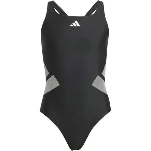 adidas LOGO C-BACK Badeanzug Mädchen - Schwarz-Weiß, Größe 170 - Kleidung aus strapazierfähigem Infinitex-Material, chlorresistent und schnelltrocknend; V-förmige Träger mit großem Cut-out am Rücken für optimalen Support und Bewegungsfreiheit.