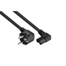 kabelmeister Netzkabel 90° gewinkelt, 5m - Hochwertiges Netzkabel mit gewinkeltem Schutzkontakt-Stecker Typ E+F und C15 Warmgeräte-Buchse, ideal für Kochplatten und Tischgrills. Maximale Strombelastbarkeit: 10 A / 250 V.
