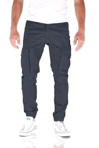 JACK & JONES Paul Flake Cargo Tapered Fit Herren Jeans Hose – Odyssey Gray, W33/L32 - Stylische Cargohose im Tapered Fit mit praktischen Seitentaschen für einen modernen Look. Hochwertige Verarbeitung mit logo-geprägten Knöpfen für zusätzlichen Stil.