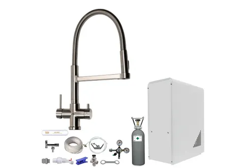 BieTal Wassersprudler Tafelwassergerät BieTal® BT-10U Sprudelwasser Zapfstelle Komplett Set, (Set, 6kg CO2 Flasche-tlg., 5-Wege Wasserhahn mit Brause 3-leitig), Sprudelwasseranlage Trinkwasser Wasserspender