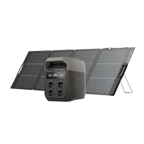 Ecoflow DELTA 3 Tragbare Powerstation mit 220 W Solarpanel - Ladestation für Camping und netzunabhängiges Wohnen, bietet 1024 Wh Kapazität und 4000 Lebenszyklen für zuverlässige Notstromversorgung.