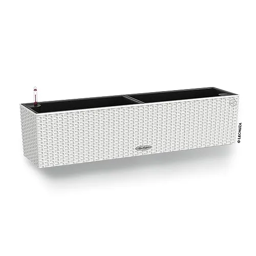 Lechuza Blumenkasten Balconera Cottage 80 weiß - Garten-Zubehör mit integriertem Wasserspeicher, frostfest und UV-beständig – ideal für eine optimale Pflanzenversorgung im Innen- und Außenbereich.