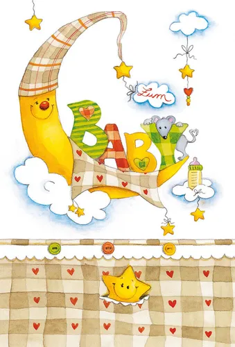 Geburt – Baby  - Glückwunschkarte im Format 11,5 x 17 cm mit Briefumschlag