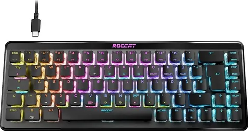 ROCCAT Vulcan II Mini Air - Mechanische Gaming Tastatur - Kabellose 65 % Mini-Tastatur mit Stellar Wireless, TITAN II optischen Schaltern und lebendiger AIMO™-RGB-Beleuchtung. Ideal für Gamer, die Leistung und Mobilität schätzen.