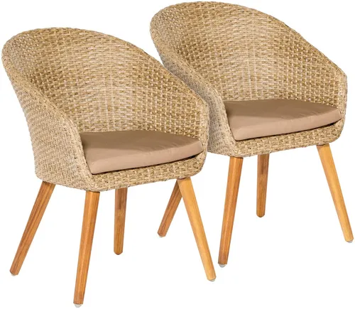 MERXX Gartenstuhl Arrone - 2er Set aus Alu/Polyrattan, beige - Gartenstühle aus hochwertigem Alu und Polyrattan, inklusive komfortabler Auflagen, ideal für entspannte Stunden im Garten oder auf der Terrasse.