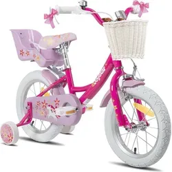 HILAND Joystar 12 Zoll Kinderfahrrad für Mädchen mit Puppensitz - Kreatives 12 Zoll Kinderfahrrad für Mädchen mit Puppensitz, Stützrädern und verstellbaren Höhen. Ideal für kleine Abenteurer, um das Fahren sicher zu erlernen. 85 % vormontiert für einfachen Aufbau.
