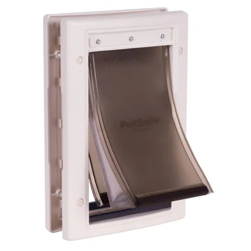 PetSafe Haustierklappe für Extremes Wetter - Größe S - Hundeklappen mit energieeffizientem 3-Klappen-System und isolierender mittlerer Klappe für optimalen Wetterschutz und einfache Selbstinstallation.