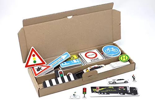 Verkehrszeichen-Satz magnetisch 124 Teile - Lernspiel für Kinder ab 5 Jahren, fördert das Erkennen von Verkehrsschildern und Verkehrssicherheit spielerisch.