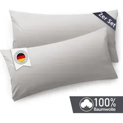 Blumtal Kissenbezug 40 x 80 cm (2er Set) - Hellgrau - 100% Baumwoll-Jersey mit Reißverschluss - Hellgrau