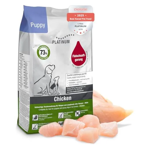 PLATINUM Hundenahrung Puppy Chicken - 5kg nährstoffreiches Trockenfutter für Welpen - Hochwertiges Trockenfutter für Welpen, zubereitet aus Frischfleisch. Besonders schmackhaft und leicht verdaulich, ideal für beste Verträglichkeit und sorgsame Ernährung.