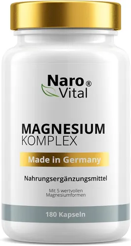 Hochdosierter Magnesium Komplex - 1500 mg mit 5 Verbindungen - Magnesiumpräparate: 5 hochwertige Verbindungen für optimale Muskelfunktion und Energie, 100% vegan und Made in Germany - höchste Qualität garantiert!
