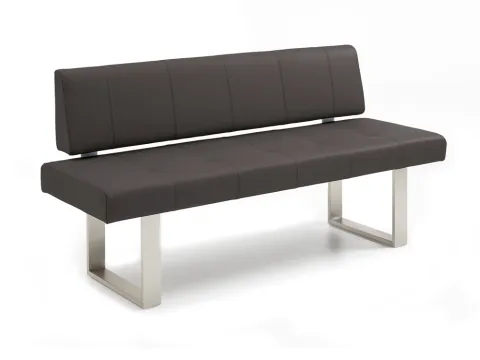 Niehoff Colorado Designbank mit Edelstahl Kufengestell und Leder Napoli anthrazit - Elegante 160cm Designbank für den Innenbereich, gefertigt aus hochwertigem Leder und robustem Edelstahl, ideal für stilvolle Essbereiche.