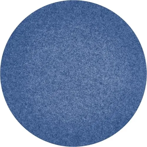 Misento Kunstrasen rund - pflegeleichter Outdoor Teppich wetterfest mit Drainage-Noppen, Filzteppich als Poolunterlage oder Balkon Teppich, 195 cm, Blau