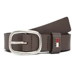 Tommy Jeans Ledergürtel TJW OVAL 3.0 cm breit Ovale Einfachdornschließe und Logo am Verschluss braun 100