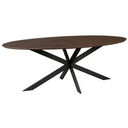 Villa Möbel Esstisch Ferro, Ovale Form, 280x76x120 cm, Massivholz - Der Villa Möbel Esstisch Ferro vereint klassische Eleganz mit modernem Design. Die ovale Tischplatte aus massiver Eiche und das stabile Stahlgestell schaffen einen harmonischen Mittelpunkt in jedem Esszimmer.