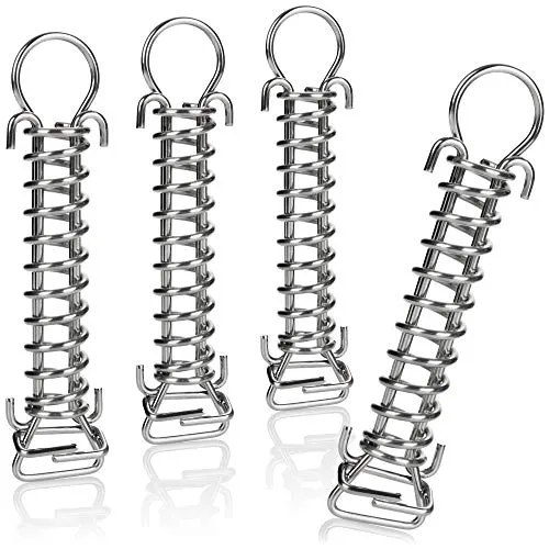 COM-FOUR® 4x Spannfeder aus Edelstahl mit Doppelhaken, Sprungfeder für Zelt, Markise, Boot, Wohnwagen - Befestigungs-Zubehör - Zugfeder Sonnensegel, Stahlfeder (4 Stück Edelstahl Spannfeder - 19 cm)