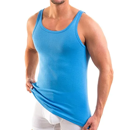 HERMKO 3000 Herren Tank Top 100% Bio-Baumwolle in Feinripp, Unterhemd, Muskel Shirt Made in EU, Größe:D 11 = EU 5XL, Farbe:hellblau