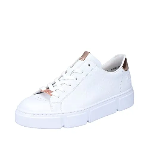 Rieker Damen Sneaker N5904-80 weiß Gr. 43 - Damen-Sneaker mit atmungsaktivem Synthetik-Obermaterial, ideal für den Alltag und bequem dank der leichten Polyurethan-Sohle.