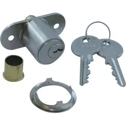 JUNIE Zylinder-Druckschloss 2960 - Messing, vernickelt - Schließtechnik mit Schlüssel- und druckschlüsselfunktion, inklusive 2 Schlüssel und Rosette. Ideal für Möbel und Sicherheit.