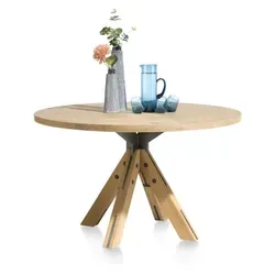Henders & Hazel Jardino Esstisch rund zentraler Fuß Eiche/Stahlgestell Ø130 cm