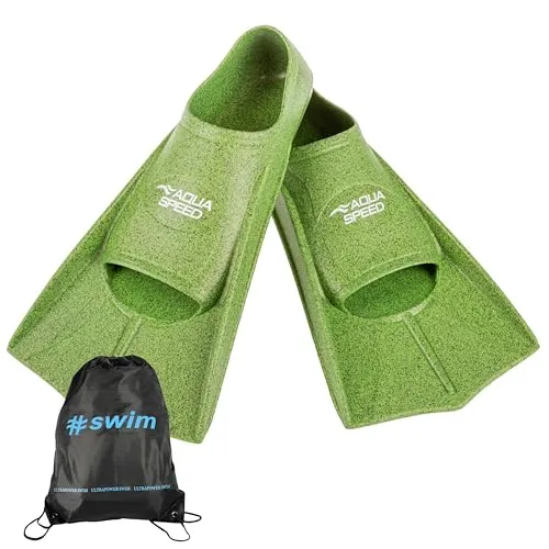 Aqua Speed RECO Set - Hochwertige Schwimmflossen für alle | Inkl. ULTRAPOWER Beutelrucksack - Kurze Schwimmflossen aus weichem Silikon für optimalen Komfort. Ideal für Technik- und Krafttraining. Langlebig und designorientiert für natürliche Bewegungen im Wasser.