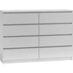 Roe Furniture Kommode - 8 Schubladen - Minimalistisches Design in Weiß Matt - Kommoden für stilvolle Aufbewahrung: 8 geräumige Schubladen, hochwertig verarbeitet aus laminierter Spanplatte, ideal für Schlafzimmer und Wohnzimmer.