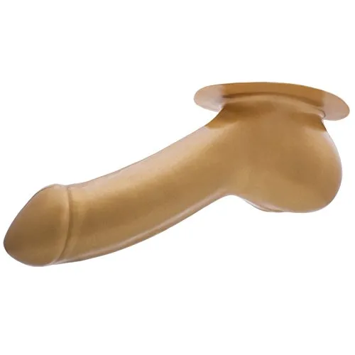TOYLIE Latex Penishülle Adam Schaftlänge: 13cm gold mit Basisplatte zum ankleben an Latexkleidung - Penis-Sleeve mit Hodensack und ausgeprägter Eichel - MADE IN GERMANY