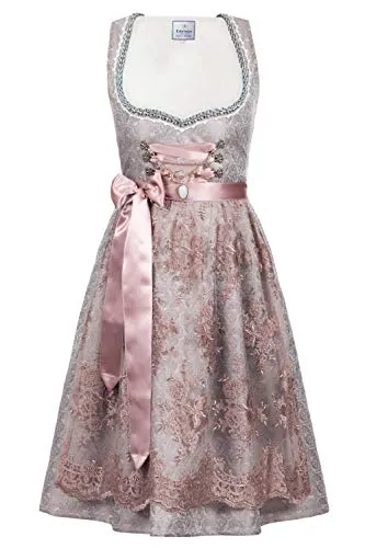 Midi Dirndl 2-teilig Aurelie - Dirndl in zarter Farbgebung mit Silberglanz und verspielten Rosé-Tönen, aus der Exclusive Kollektion für einen bezaubernden Auftritt.