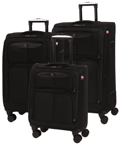 Reisekoffer BERTOO Bolzano Set 3 in 1 - Schwarz - Der BERTOO Bolzano Reisekoffer überzeugt durch sein elegantes Design und hohe Funktionalität. Mit einem robusten Zahlenschloss, Teleskopgriff und erweiterbarem Volumen ist er der perfekte Begleiter für jede Reise.