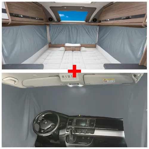 BREMER SITZBEZÜGE Blackout Gardinen Set für Ford Tourneo Custom - Sonnenschutz für Seitenscheiben, blickdicht und pflegeleicht, ideal für Camping und Wohnmobile. Einfache Montage und Schutz vor Sonne, Hitze und Insekten.