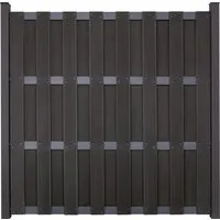 GroJa Fertigzaun quadratisch 180 x 180 cm Anthrazit - Sichtschutzzäune aus nachhaltigem BPC, pflegeleicht mit dekorativen Hohlkammerlamellen und elegantem DB703 Eisenglimmer-Rahmen.