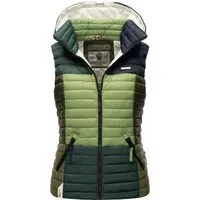 Navahoo Damen Steppweste Shadaa im Colourblocking-Stil - Funktionsjacken - Modische, leichte Weste mit abnehmbarer Kapuze, ideal für die Übergangszeit und bietet ein super angenehmes Tragegefühl.