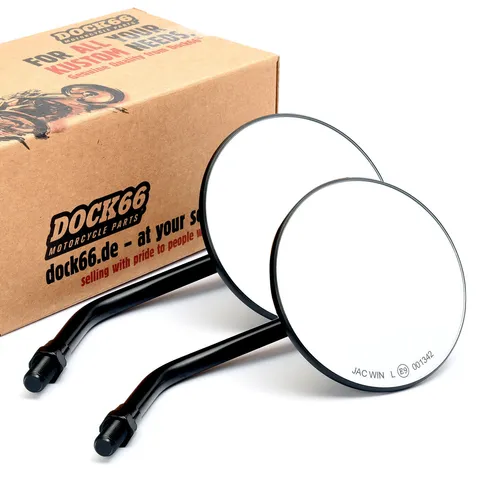 Paar Custom Spiegel rund 4" schwarz mit E-Zulassung - Motorrad-Seitenspiegel, 1 Paar in elegantem Schwarz, ideal für japanische Motorräder mit E-Zulassung für Sicherheit und Stil.
