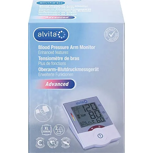 Alvita Oberarm Blutdruckmessgerät Advanced - Präzise Messungen für Ihre Gesundheit - Blutdruckmessgeräte mit fortschrittlicher Technologie für genaue Messungen und einfache Handhabung. Ideal für die tägliche Gesundheitsüberwachung.