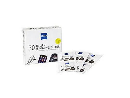 ZEISS Brillen-Reinigungstücher mit Alkohol - 50 Stück, ideal für unterwegs - Die praktischen, einzeln verpackten Reinigungstücher bieten eine schonende und effektive Reinigung Ihrer Brillengläser und Displays, perfekt für schnelle Ergebnisse unterwegs.