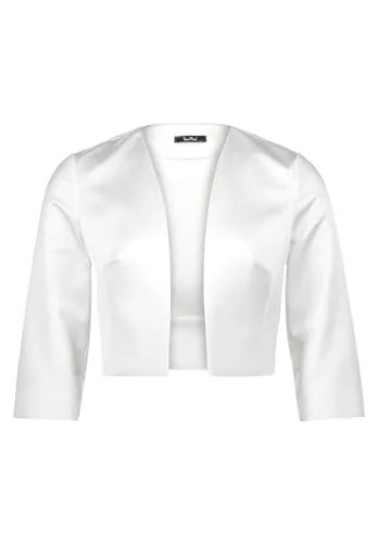 Vera Mont Damen Bolero 0059/4822, Offwhite - Eleganter Blazer für jeden Anlass - Boleros für Damen, stilvoller Blazer mit V-Ausschnitt und edlem Satin-Finish, ideal für Büro und Freizeit.