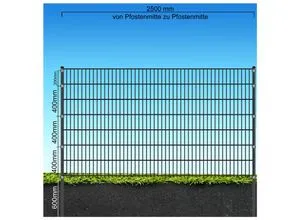 Fa-Bausysteme Doppelstabzaun Anthrazit 8-6-8 Plättchen 1430 mm 32,5 m - Gartenzäune: Robuster Doppelmattenzaun in Anthrazit für maximale Sicherheit und Langlebigkeit, ideal für Grundstückseinfriedungen in Industrie und Privatbereich.