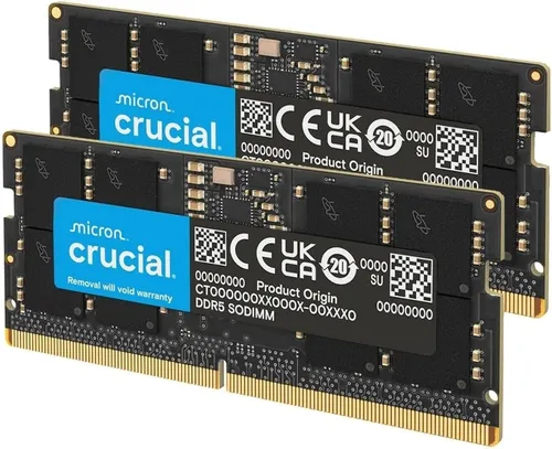 Crucial 64GB Kit 2x32GB DDR5-5600 CL46 SO-DIMM - Hochleistungs-Arbeitsspeicher, ideal für Gaming und anspruchsvolle Anwendungen