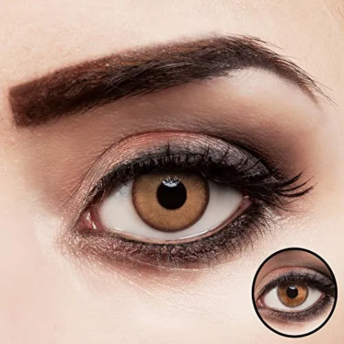 Farbige Jahreslinsen ohne Stärke - Natürliche Weiche Braune Natural - Kontaktlinsen für ein natürliches Aussehen, ideal für jeden Anlass, inkl. 2 Stück aus Südkorea, weich und langlebig für jahrelangen Tragekomfort.