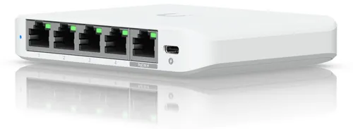 Ubiquiti UniFi Flex Mini 2.5G Managed Switch - Kompakter 5-Port Gigabit Switch mit 2,5 Gbps, ideal für schnelle Netzwerkverbindungen. Unterstützt PoE und USB-C für flexible Stromversorgung – perfekt für kleine Räume und effizienten Einsatz.