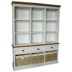 Casa Padrino Landhausstil Wandschrank Antik Weiß / Braun 160 x 40 x H. 206 cm - Landhausstil Möbel