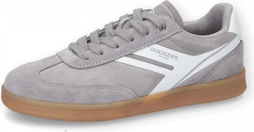 Dockers by Gerli Damen Leder Sneaker Grau EU 40 - Damen-Sneaker aus hochwertigem Veloursleder, mit bequemer Textile Innenausstattung und stylishen Retro-Design für einen modischen Auftritt.