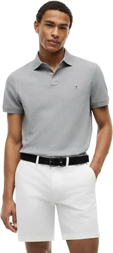 Tommy Hilfiger Herren Poloshirt Kurzarm 1985 Regular Fit, Grau (Medium Grey Heather), S - Poloshirt für Herren, sportliches Design mit hochwertigem Material für optimalen Tragekomfort und Stil bei jedem Anlass.