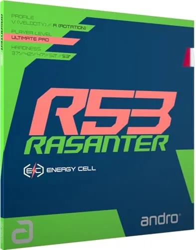 andro Rasanter R53 Belag rot 1,7 - Der andro Rasanter R53 Belag bietet maximale Dynamik und Spin für Tischtennis. Die innovative ENERGY CELL Technologie sorgt für kraftvolle Topspins und ein hervorragendes Spielgefühl. Ideal für ambitionierte Spieler.