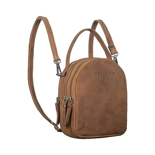 STILORD 'Stacy' Rucksack Handtasche Damen - Vintage Leder Mini Daypack - Damen-Rucksackhandtaschen aus hochwertigem Rindsleder mit 2-in-1 System: Tragen Sie die Tasche als eleganten Rucksack oder Crossbody-Bag für jeden Anlass!