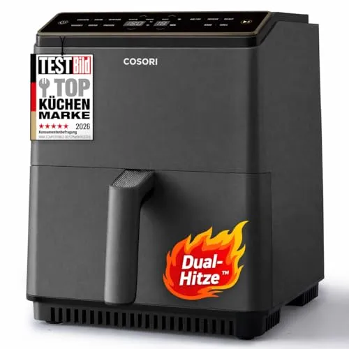 COSORI Heißluftfritteuse P585S | 11-in-1 mit Dual Blaze Technologie | 6,4L | Smart App Steuerung - Genießen Sie knusprige und saftige Gerichte mit der COSORI Heißluftfritteuse. Die Dual Blaze Technologie sorgt für gleichmäßige Ergebnisse, während die Smart App Steuerung Ihnen Flexibilität beim Kochen bietet. Ideal für Familienessen.